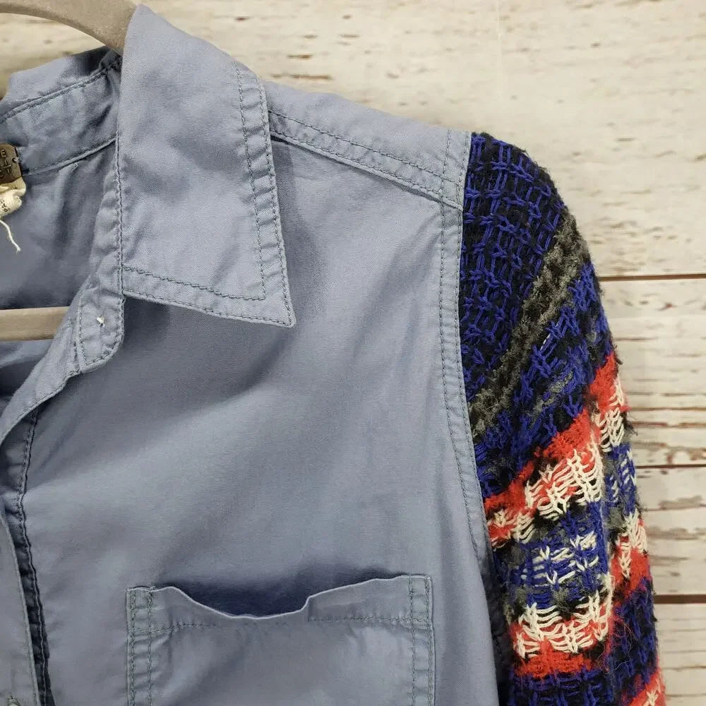Free People Women's Fair Isle Sweater Knit Sleeve Top Size Medium